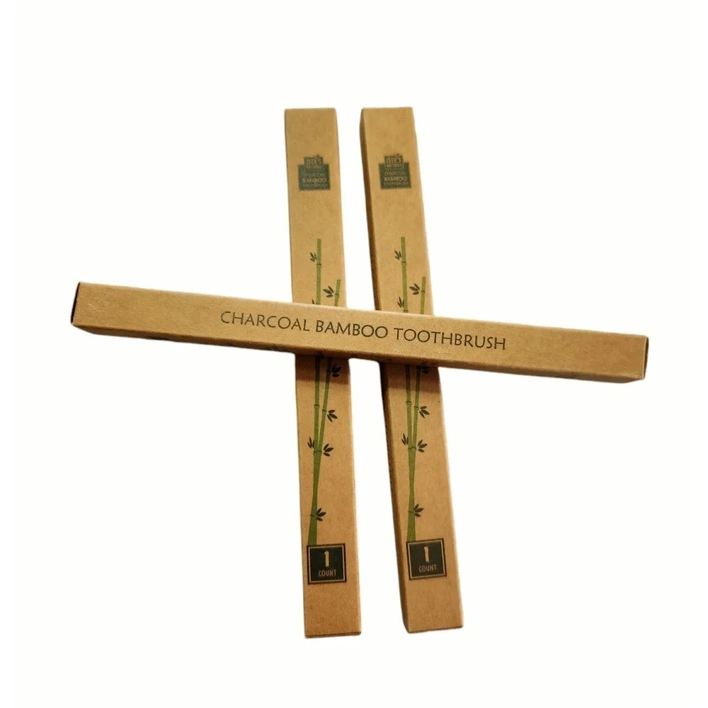 Zeek's Bamboo Charcoal Infused Toothbrush‎ ~ Lot of 3 Natural Toothbrushes